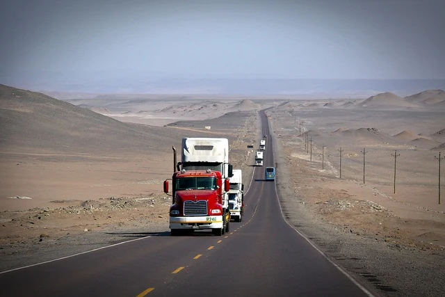 Camiones realizando transporte terrestre internacional